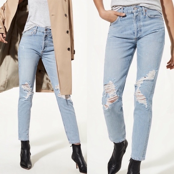 NEW Agolde Jamie Jean High Rise Straight Leg Distressed 30 - Picture 1 of 10